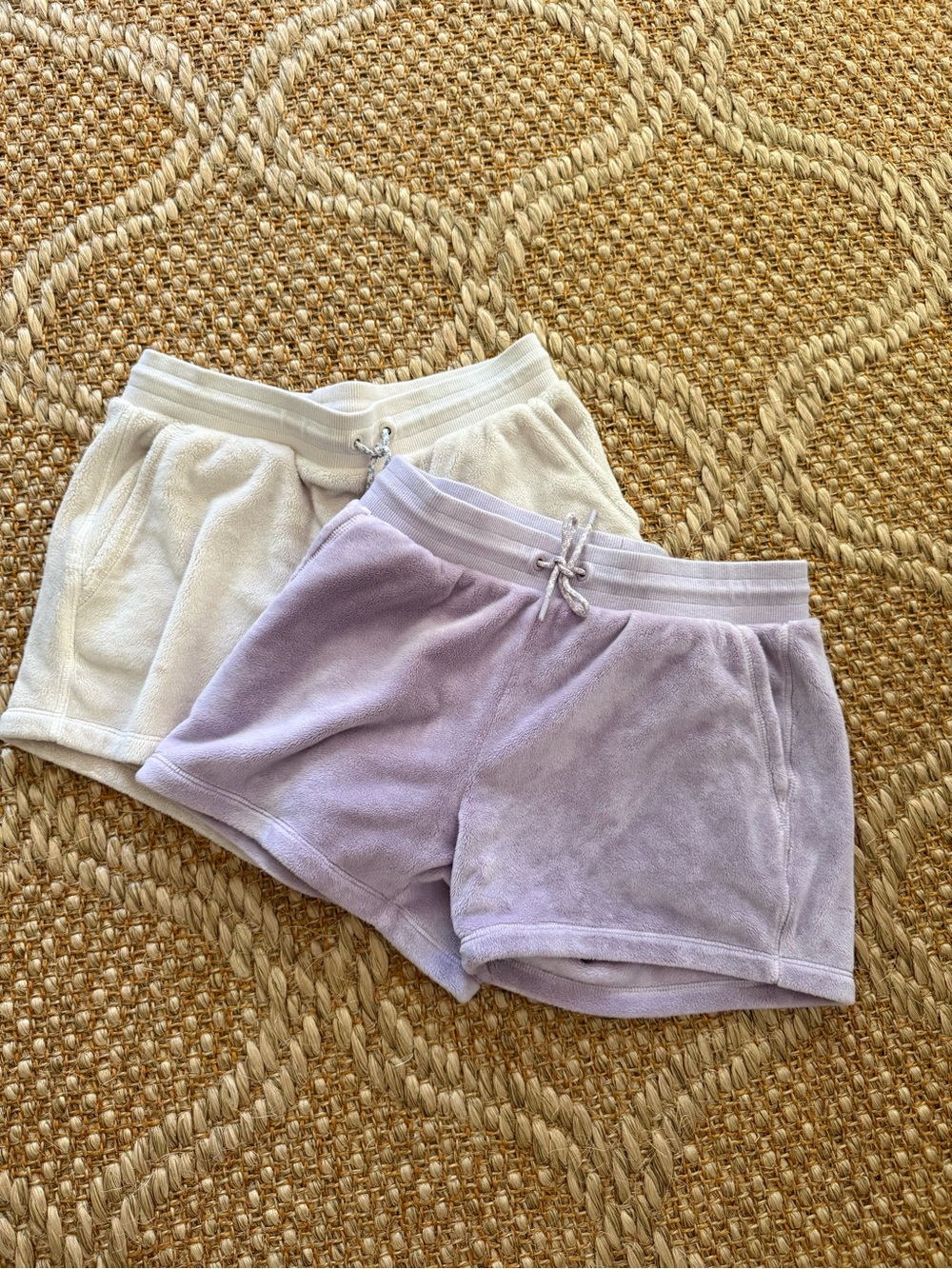 Insanely SOFT lot/ bundle of Athleta Drawstring Shorts — Lilac and Cream